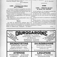 2615 - Page 2550-XXXVI - Correspondance. Application des tarifs d'honoraires. b) Accidents du Travail. Radio à domicile avec petit appareil portatif / Transport d’un bléssé par le médecin / Divers. Réduction du loyer en faveur des mobilisés