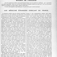 2642 - Page 2575 - Partie professionnelle. Bulletin de l’Actualité. Aux médecins étrangers exerçant en France