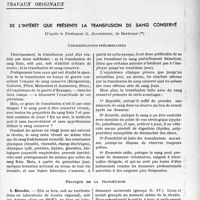 2666 - Page 2595 - Partie scientifique. Travaux originaux. De l’intérêt que présente la transfusion de sang conservé, d’après le Professeur G. Jeanneney [G. Fischer]