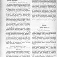 2677 - Page 2606 - Partie scientifique. L’actualité scientifique. Les Sociétés Savantes. Paris. Société médicale des Hôpitaux de Paris. Analyse des adénopathies hilaires et médiastinales par la tomographie. Les ganglions de la primo-infection tuberculeuse, (12-5-1939) / Stéatorrhée syphilitique et tétanie, (12-5-1939) / Reims. Société médicale. Un cas de léontiasis ossea