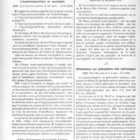 2751 - Page 2672 - Partie scientifique. L'actualité scientifique. Les Sociétés Savantes. Paris. Académie de médecine. L’hyperpolypeptidémie en psychiatrie, (3-10-1939) / Action physiologique de la feuille d’olivier, (25-7-1939) / Académie de chirurgie, Séance du 22 novembre 1939. Hématémèses par splénopathies sans splénomégalie, (3-5-1939)