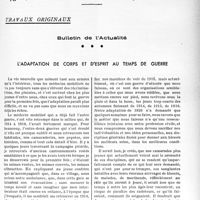 2754 - Page 2675 - Partie professionnelle. Travaux originaux. Bulletin de l’Actualité. L’adaptation de corps et d'esprit au temps de guerre [Dr Rapho]