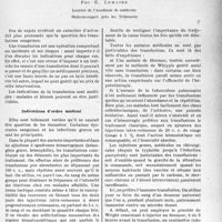 2780 - Page 2699 - Partie scientifique. Travaux originaux. Considérations pratiques sur les transfusions sanguines. Les indications des transfusions, par E. Lemaire