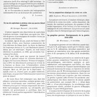 2786 - Page 2705 - Partie scientifique. L’actualité scientifique. Les Sociétés Savantes. Paris. Académie de chirurgie, Séance du 29 novembre 1939. Un militaire peut-il, en temps de guerre, refuser une opération ?, (A propos des opérations curatives d’inaptitudes physiques) / Un cas de septicémie à proteus chez un ancien blessé de guerre, (21-6-1939) / Cancer du côlon droit perforé en péritoine libre. Colectomie d’urgence. Guérison, (10-5-1939) / Académie de médecine. Sur la composition chimique du corme ou sorbe, (3-10-1939) / La gangrène gazeuse. Enseignements de la guerre 1914-1918, (17-10-1939)