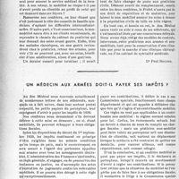 2791 - Page 2710 - Partie professionnelle. Bulletin de l'Actualité. Rapports entre praticiens mobilisés et non-mobilisés / Un médecin aux armées doit-il payer ses impôts ?