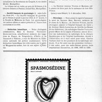 2808 - Page IX-2725 - Dernières nouvelles. Académie des sciences / VIIIe Congrès de l’association internationale de thalassothérapie / Société français de gynécologie / Distinction honorifique / Naissances / Nécrologie [Docteurs Marc Brunet, Purier, Emile Lefebvre, Radiologue Charles Vaillant]