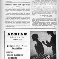 2867 - Page 2782-XL - A travers l’officiel. Lettres anonymes / Promotions et tableaux dans la Légion d’honneur / Centre de liaison des oeuvres d’entraide médicale. Appel en faveur de la Caisse de secours de guerre