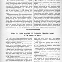 2883 - Page 2798 - Partie scientifique. Quelques considérations sur le traitement des pneumonies par le pneumothorax, par les Docteurs Becmeur, Laget et Massotte / Bilan de deux années de chirurgie transuréthrale à la clinique mayo