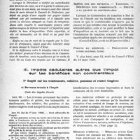 2955 - Page 14 - Les impôts du Médecin. II. Impôts sur les bénéfices non commerciaux. 7° Réclamations. — Contentieux / III. Impôts cédulaires autres que l’impôt sur les bénéfices non commerciaux. 1° Impôt sur les traitements, salaires, pensions et rentes viagères. a) Revenus soumis à l’impôt / b) Des personnes imposables et du lieu d’imposition