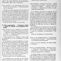 2996 - Page 9 - Honoraires et contrats médicaux. II. — Le contrat entre le médecin et son client. Les honoraires médicaux. D) Personnes responsables des honoraires. 3° Applications: — Tiers auxquels le médecin a fait confiance et qui ont intérêt à la guérison / 4° Tiers responsables. — Personnes tenues à l’égard du malade à une obligation d’aliments