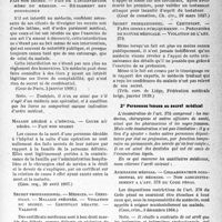 3038 - Page 5 - Secret professionnel et déclarations légales. I. Secret professionnel. B. Éléments constituant la révélation interdite. 1° Faits secrets de leur nature / 2° Personnes tenues au secret médical