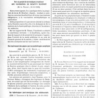 0019 - Page 16 - Partie scientifique. L’actualité scientifique. Les Sociétés Savantes. Paris. Académie de médecine. Sur un projet de loi tendant à restituer aux vaccinations un caractère facultatif, 31-10-1939 / Du traitement des plaies par la pyothérapie aseptique, 31-10-1939 / La tuberculose post-anergique des adolescents, 24-10-1939 / Académie de chirurgie. Séance du 13 décembre 1939, (fin)