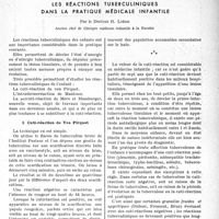 0076 - Page 73 - Partie scientifique. Les réactions tuberculiniques dans la pratique médicale infantile, par le Docteur R. Liège. Cuti-réaction de Von Pirquet