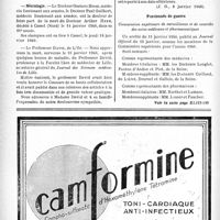 0115 - Page 110-X - Dernières nouvelles. Naissances / Nécrologie [Docteur Arthur Heem, Professeur David] / A travers l’officiel. Enseignement de la médecine / Pensionnés de guerre