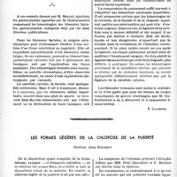 0123 - Page 118 - Partie scientifique. Travaux originaux. Clinique chirurgicale. Traitement des plaies vasculaires dans les formations sanitaires de l’avant [P. Lacroix] / Les formes légères de la chlorose de la puberté, Docteur Jean Bouchet