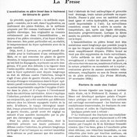 0126 - Page 121 - Partie scientifique. L’actualité scientifique. La Presse. L’immobilisation en plâtre fermé dans le traitement des blessures de guerre [(La Presse Médicale, 1er novembre 1939.)] / Fractures du coude chez l’enfant [(La Médecine, août 1939)]