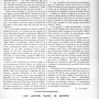 0138 - Page 133 - Partie professionnelle, Hygiène, Assistance, Mutualité, Intérêts corporatifs, Variété. Travaux originaux. Bulletin de l'Actualité. Vaccination anti-diphtérique et statistiques [G. Lavalée] / Les loyers dans le monde