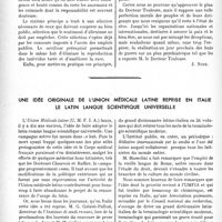 0161 - Page 154 - Propos du jour. Les buts de guerre sur le plan psychiatrique [J. Noir] / Une idée originale de l’union médicale latine reprise en Italie, Le latin langue scientifique universelle