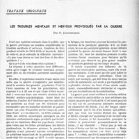 0162 - Page 155 - Partie scientifique. Travaux originaux. Les troubles mentaux et nerveux provoqués par la guerre, par P. Hartenberg