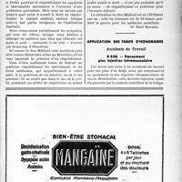 0186 - Page XLV-179 - Correspondance. Questions diverses. Logement d'un médecin requis chez la femme d’un confrère mobilisé / Application des tarifs d'honoraires. Accidents du Travail. Pansement plus injection intramusculaire