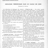 0198 - Page 191 - Partie scientifique. Travaux originaux. Indications thérapeutiques dans les calculs des reins, professeur G. Marion