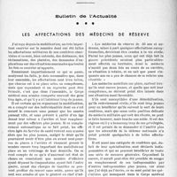 0212 - Page 205 - Partie professionnelle, Hygiène, Assistance, Mutualité, Intérêts corporatifs, Variété. Bulletin de l’Actualité. Les affectations des médecins de réserve [Dr Rapho]