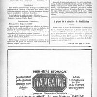 0239 - Page 232-XII - Dernières nouvelles. Réponse d’un Ministre à la question d’un député. Obligation de présence du pharmacien à son officine / Service de santé — réserve / A propos de la circulaire de démobilisation