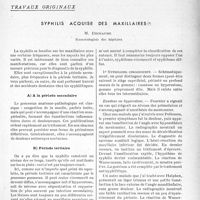 0286 - Page 279 - Partie scientifique. Travaux originaux. Syphilis acquise des maxillaires, M. Dechaume
