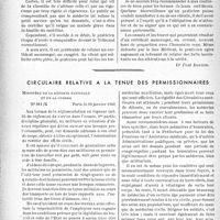 0305 - Page 298 - Partie professionnelle, Hygiène, Assistance, Mutualité, Intérêts corporatifs, Variété. Travaux originaux. Bulletin de l’Actualité. Les certificats de complaisance [Dr Paul Boudin] / Circulaire relative à la tenue des permissionnaires [Dr Paul Boudin]