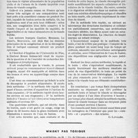 0308 - Page 301 - Partie professionnelle, Hygiène, Assistance, Mutualité, Intérêts corporatifs, Variété. Travaux originaux. Bulletin de l’Actualité. Recherches pour la détermination d’un mode rationnel de décongélation de la viande congelée [G. Lavalée] / Whisky pas toxique [Ph. Dally]