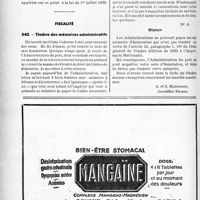 0319 - Page 312-L - Correspondance. Accidents du travail. L'envoi de la carte recommandée est obligatoire / Fiscalité. Timbre des mémoires administratifs