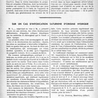 0335 - Page 328 - Partie scientifique. Les tireurs « yeux ouverts » / Sur un cas d’intoxication saturnine d’origine hydrique
