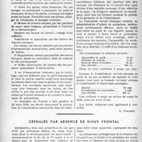 0337 - Page 330 - Partie scientifique. De l'intoxication mercurielle chez les ouvriers chapeliers / Céphalée par absence de sinus frontal