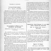 0339 - Page 332 - Partie scientifique. L’actualité scientifique. Les Sociétés Savantes. Paris. Académie de Médecine. Sur la pyothérapie aseptique, (19 12 1939) / Les vaccinations, en France 1938. Encéphalites post-vaccinales, (19-12-1939) / Immunisation chimio-biologique des rats blancs contre le Trypanozome équiperdum, (28.11.1939) / Hygiène de l’enfance, (28.11.1939)