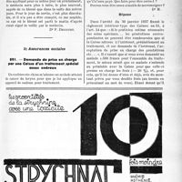 0398 - Page XLV-391 - Correspondance. Application des tarifs d’honoraires. a) Accidents du Travail. Tarif médical forfaitaire journalier pour soins à l'hôpital / b) Assurances sociales. Demande de prise en charge par une Caisse d’un traitement spécial assez onéreux