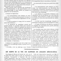 0411 - Page 404 - Partie scientifique. D’une technique et de quelques principes pour la conservation du sang / Les morts de la rue. Les surprises de l’examen médico-légal