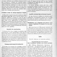 0508 - Page 501 - Partie scientifique. L'actualité scientifique. Les Sociétés Savantes. Paris. Société de médecine de Paris, Séance du 27 janvier 1940. Présentation d’un nouveau transfuseur mû à la main / L’évolution sociale du thermo-climatisme français / Calendrier des menstruations / Technique perfectionnée de la lithotritie / Société médico-chirurgicale des hôpitaux libres, Séance du 9 janvier 1940. Ulcère de jambe d’origine tabagique / La greffe cornéenne dans la chirurgie de guerre / Considération sur le diagnostic très précoce de la luxation congénitale de la hanche et sur son traitement / Lille. Société médicale et anatomo-clinique. Aspiration pleurale forcée continue dans le pyothorax bacillaire avec fistules pariétales