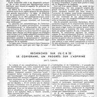 0509 - Page 502 - La conjonctivite morbilleuse / Recherches sur l’U. C. B. 22, le corydrane, un progrès sur l’aspirine