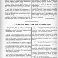 0513 - Page 506 - Partie professionnelle, Hygiène, Assistance, Mutualité, Intérêts corporatifs, Variétés. Bulletin de l’Actualité. Un médecin auxiliaire peut-il faire de la clientèle civile ? / Allocations familiales des domestiques