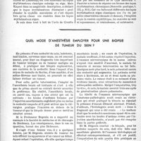 0543 - Page 536 - Partie scientifique. Remarques sur le lupus érythémateux, (Formes cliniques). Lupus érythémateux tumidus / Quel mode d'anesthésie employer pour une biopsie de tumeur du sein?