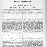 0556 - Page 549 - Partie professionnelle, Hygiène, Assistance, Mutualité, Intérêts corporatifs, Variétés. Bulletin de l’Actualité. Les leçons du passé valent-elles beaucoup pour l'avenir ?