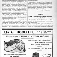 0578 - Page LXI-571 - Correspondance. Application des tarifs d’honoraires. a) Assurances sociales. Soins à l’hôpital sans convention avec les caisses d’Assurances sociales / Fiscalité. Impôt sur la retraite mutuelle des combattants