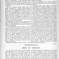 0599 - Page 592 - Partie scientifique. Travaux originaux. La séroprophylaxie dans les maladies contagieuses de l’enfance / Zona et varicelle [Dr André Hun]