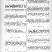 0603 - Page 596 - Partie scientifique. L'actualité scientifique. Les Livres. Précis d’alimentation des nourrissons. Etat normal. Etats pathologiques, par Eugène Terrien. Masson et Cie, éditeurs, Paris, 1939 / Précis d’hygiène, par Jules Courmont. Masson et cie, éditeurs / L’oeil et les maladies professionnelles (maladies du travail), par Ch. Coutela. Masson et Cie, éditeurs