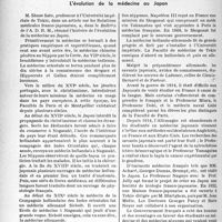 0615 - Page 608 - Partie professionnelle, Hygiène, Assistance, Mutualité, Intérêts corporatifs, Variétés. Bulletin de l’Actualité. Histoire de la médecine. L’évolution de la médecine au Japon