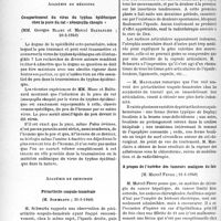 0689 - Page 682 - Partie scientifique. L’actualité scientifique. Les Sociétés Savantes. Paris. Académie de médecine. Comportement du virus du typhus épidémique chez la puce du rat « xénopsylla cheopis », (20-2-1940) / Académie de chirurgie. Périarthrite scapulo-humérale, (31-1-1940) / A propos de l’exérèse des tumeurs malignes du foie, (31-1-1940)
