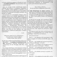 0692 - Page 685 - Partie scientifique. L’actualité scientifique. Les Livres. La maladie hypertensive, par A. Dumas. Masson et. Cie, éditeurs, Paris, 1939 / La pratique du traitement du diabète, par Jean Baumel. Sélection médicale et scientifique : «Les Archives hospitalières», Paris, 1939 / Le Guide thérapeutique du médecin praticien, par Jean Trabaud et J.-R. Trabaud. Vigot frères, éditeurs, Paris