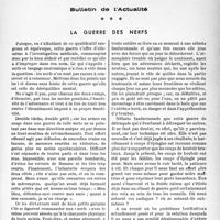 0694 - Page 687 - Partie professionnelle, Hygiène, Assistance, Mutualité, Intérêts corporatifs, Variétés. Bulletin de l’Actualité. La guerre des nerfs