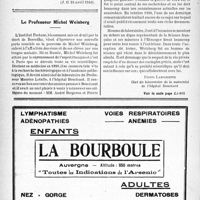 0775 - Page 768-X - A travers l’officiel. Loyers. Rémunération des médecins chargés de l’examen médical des requis / Le Professeur Michel Weinberg