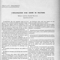 0830 - Page 823 - Partie scientifique. Travaux originaux. L’organisation d’un centre de fractures, Médecin capitaine Raphaël Massart